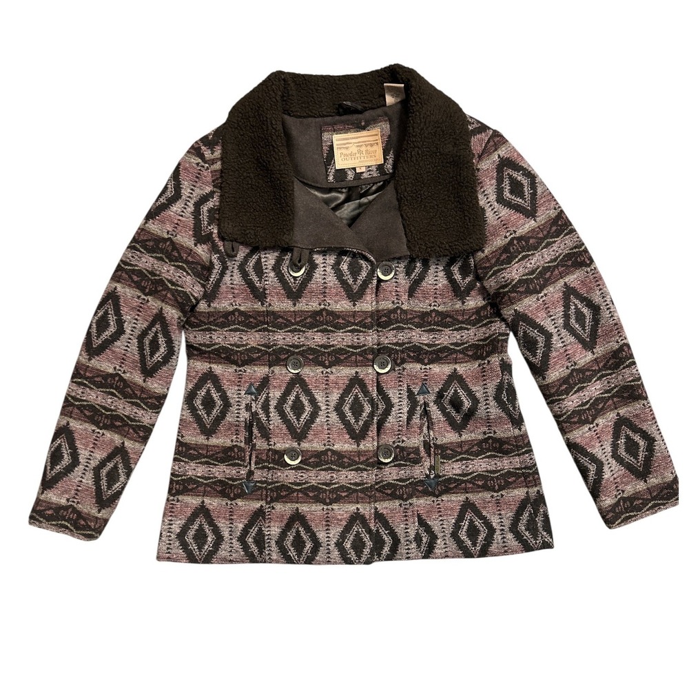Powder River Outfitters Aztec Print Sherpa Collar Jacket Brown Mauve 52-8603 L